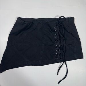 Tunnel Vision Women's Tie up Fitted Mini Skirt black size medium
